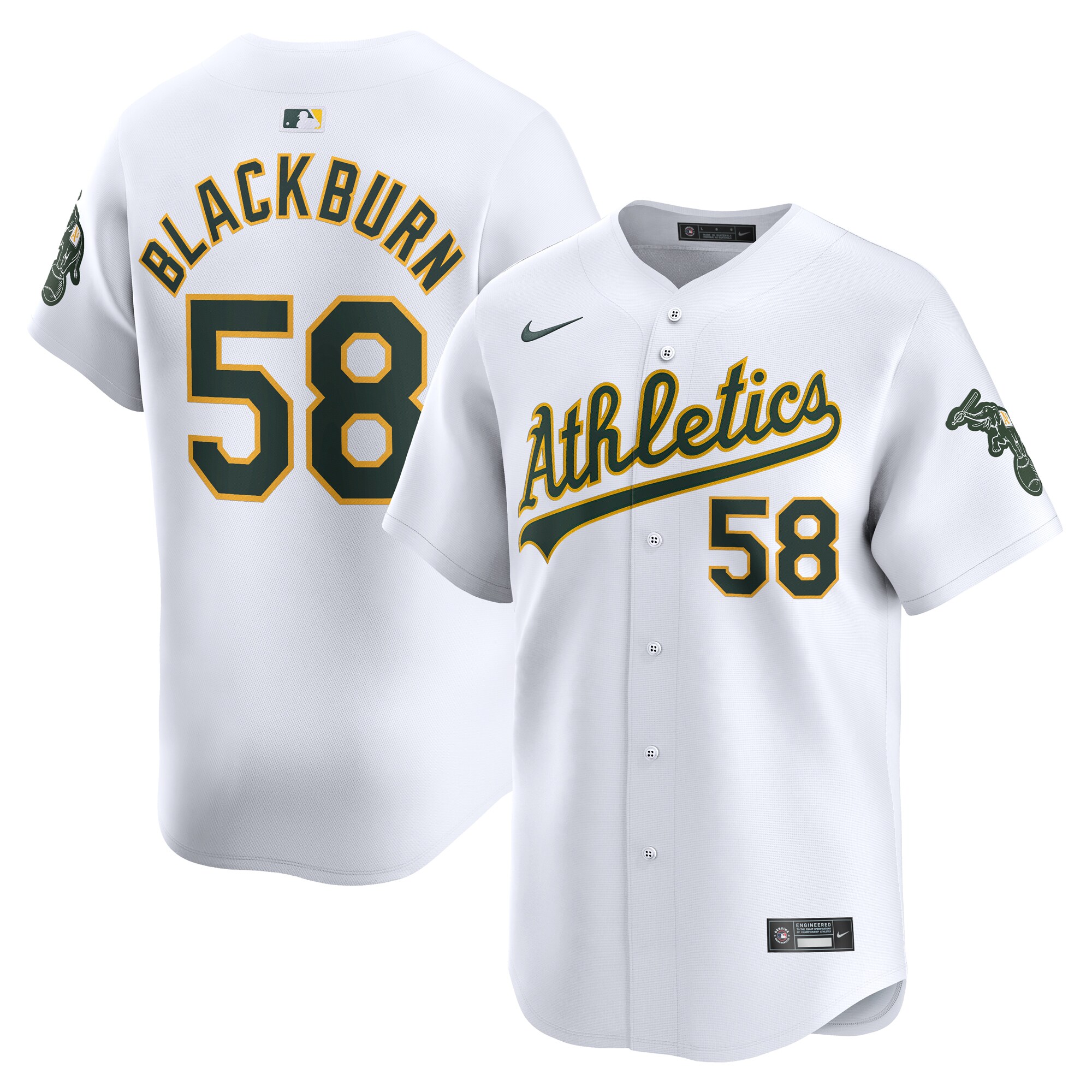 Paul Blackburn Oakland Athletics Home Limited Player Baseball Jersey - White