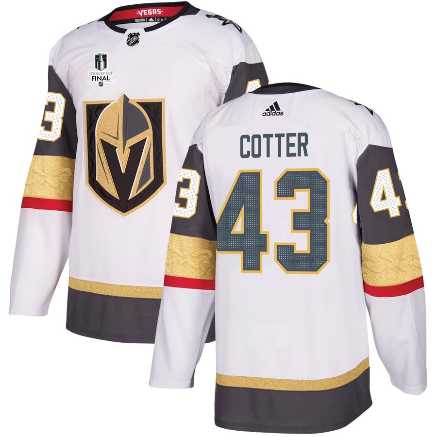 Paul Cotter 43 Vegas Golden Knights Stanley Cup 2023 Final Patch Away Breakaway Men Hockey Jersey - White - JS724 
