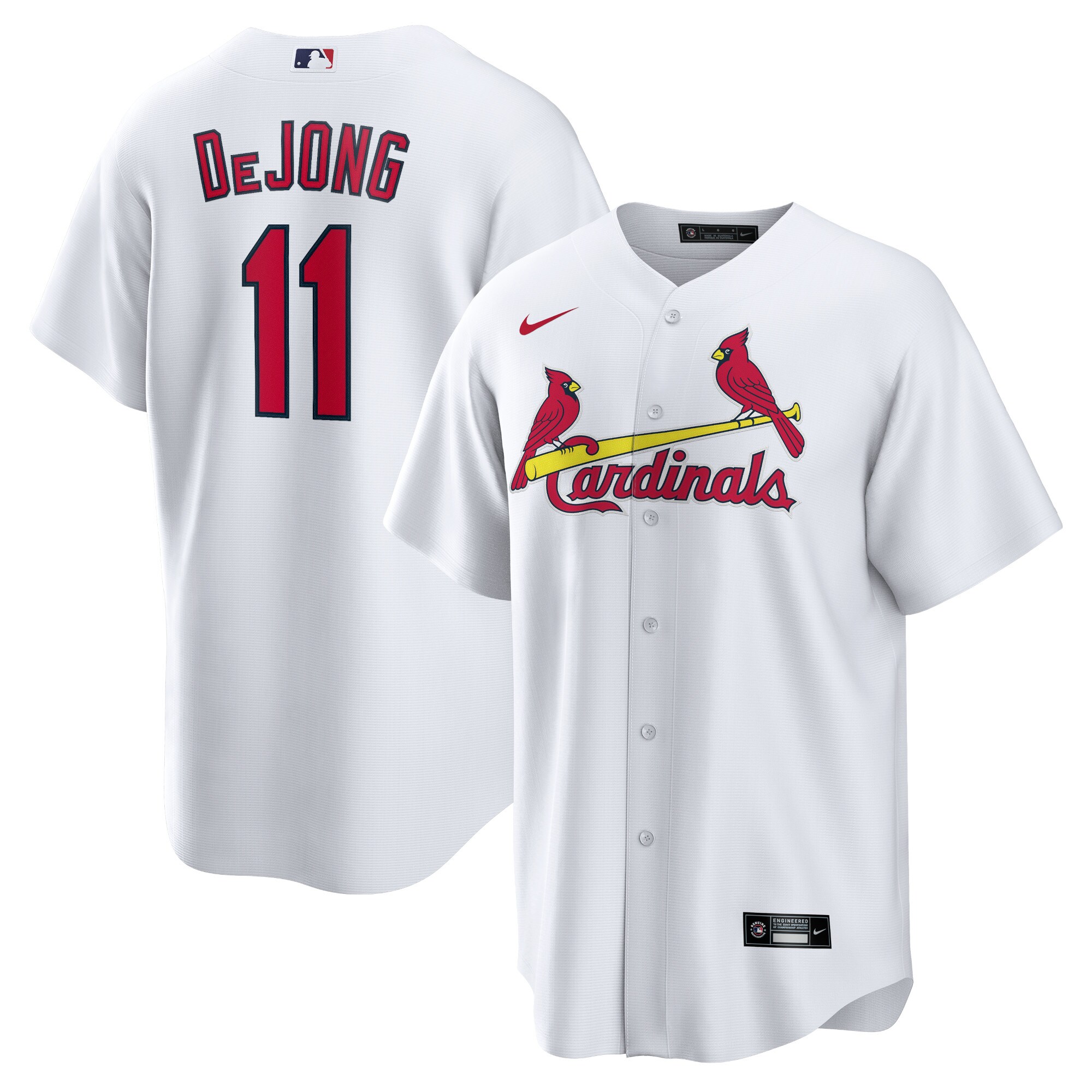 Alternative view of Paul Dejong St. Louis Cardinals Home Official Replica Player Baseball Jersey – White