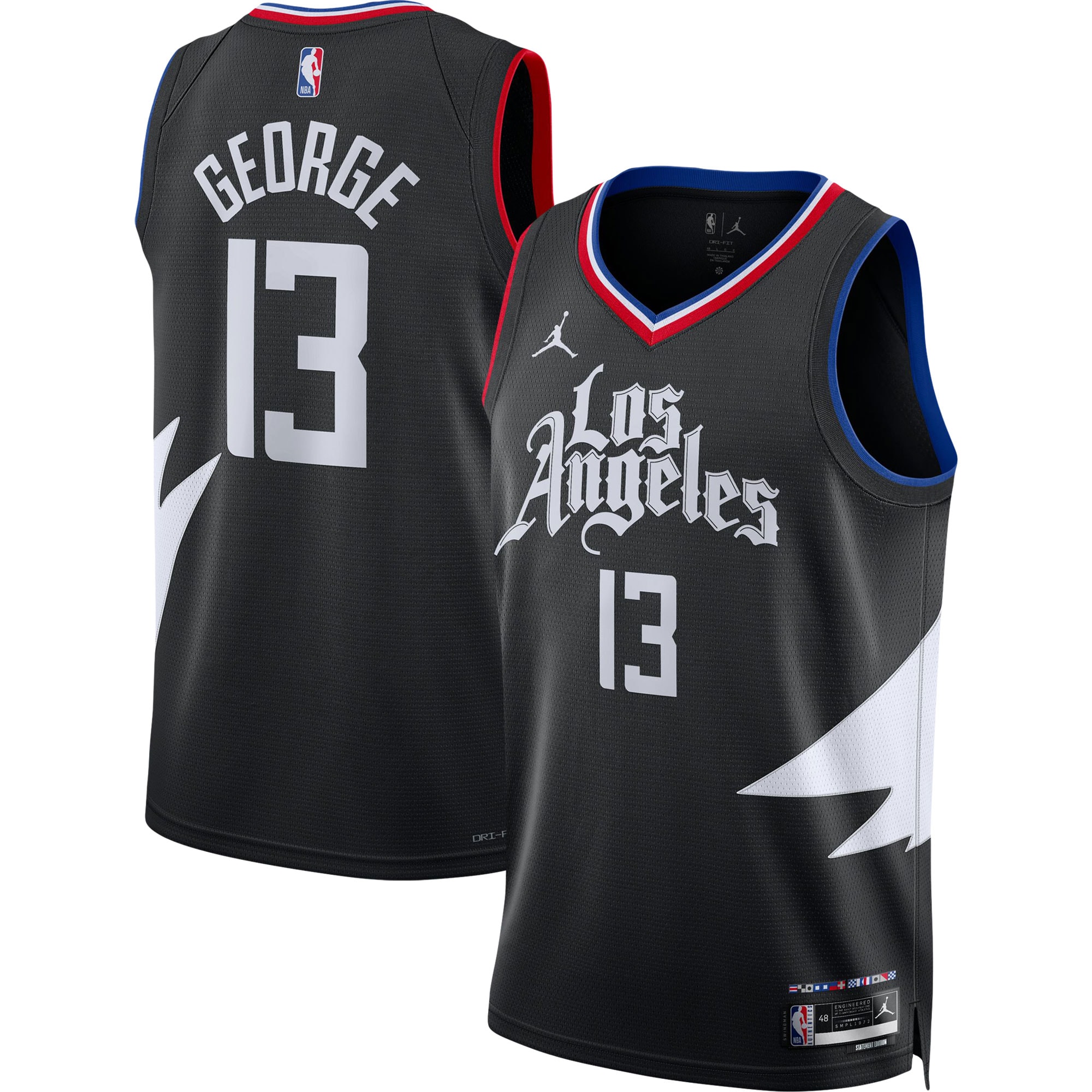 Paul George 2022/23 La Clippers Jordan Brand Unisex Swingman Basketball Jersey - Statement Edition - Black