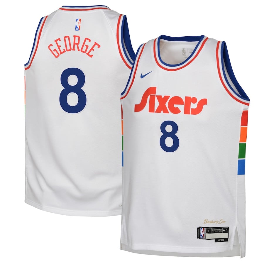 Paul George 8 Philadelphia 76ers 2024/25 Swingman Player YOUTH Basketball Jersey - City Edition - White - JS553 