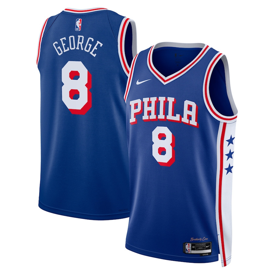 Paul George 8 Philadelphia 76ers Unisex 2024 Offseason Addition Swingman Basketball Jersey - Royal - JS316 