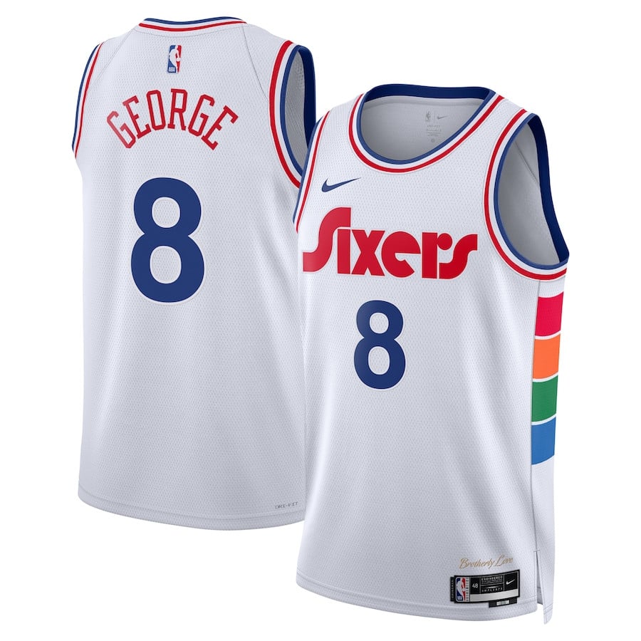 Paul George 8 Philadelphia 76ers Unisex 2024/25 Swingman Player Basketball Jersey - City Edition - White - JS885 