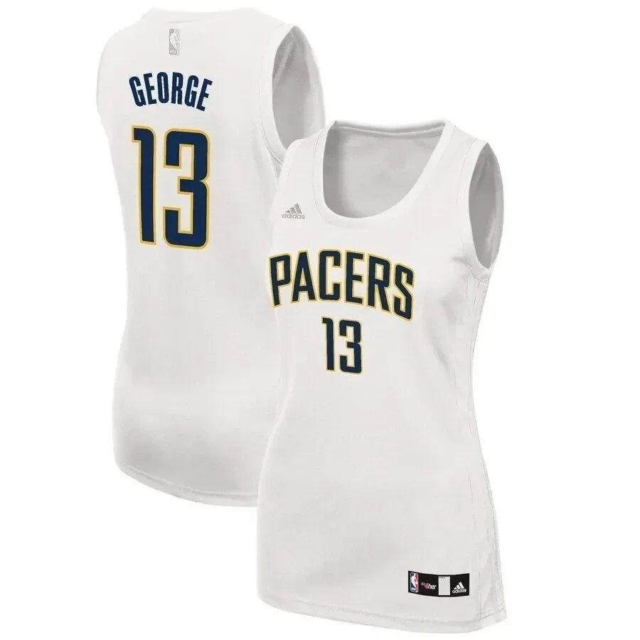 Paul George Indiana Pacers Women's Fashion Basketball Jersey - White - JS721 