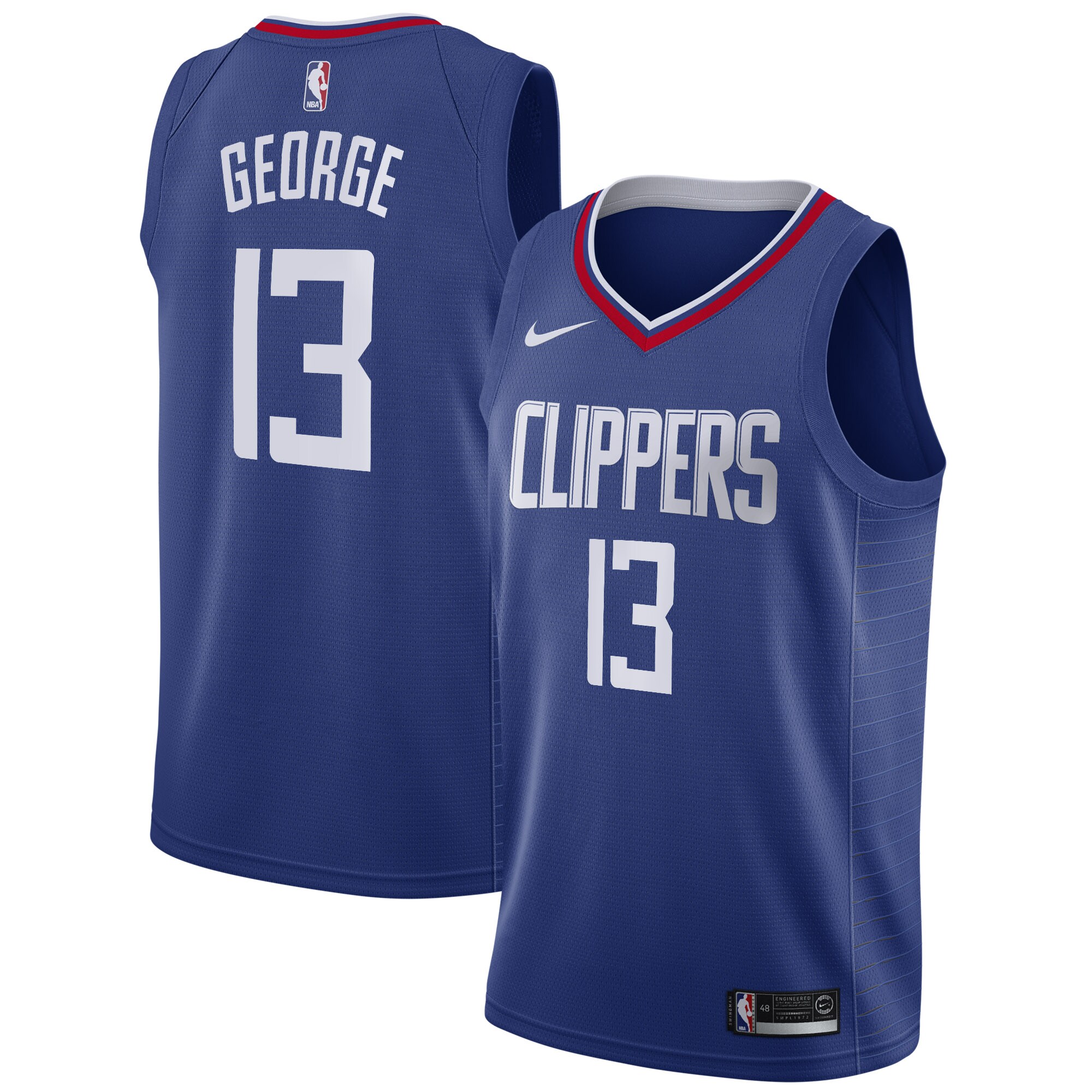 Alternative view of Paul George La Clippers 2019/20 Swingman Basketball Jersey Blue – Icon Edition