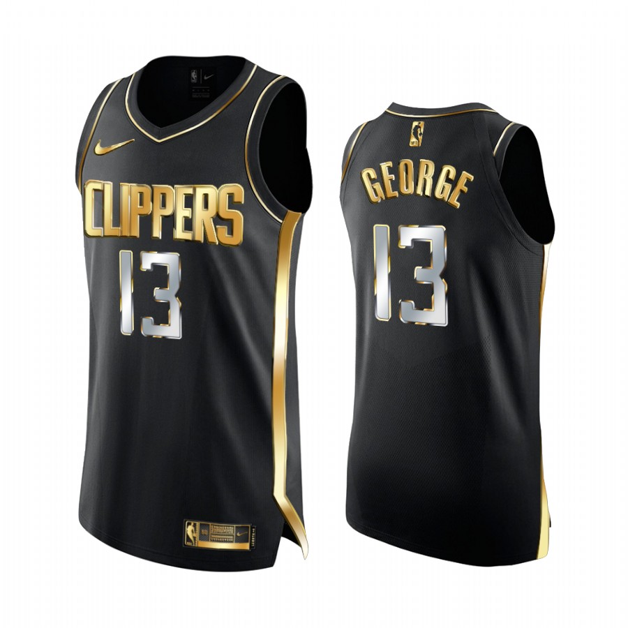 Paul George La Clippers 2020-21 Black Golden Edition Basketball Jersey