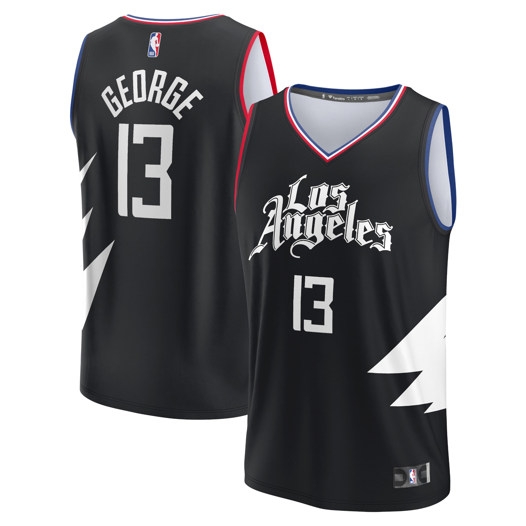 Paul George La Clippers Fanatics Branded Youth 2021/22 Fast Break Player Basketball Jersey Black - Statement Edition