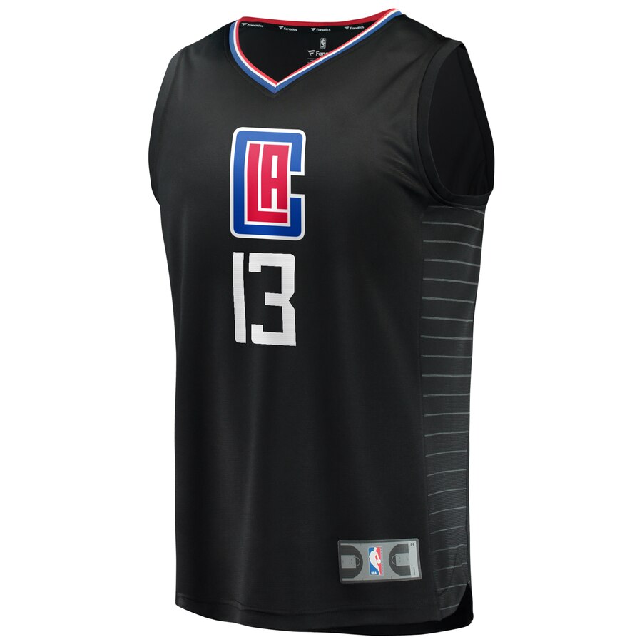 Alternative view of Paul George La Clippers Fanatics Branded Youth Fast Break Replica Basketball Jersey Black - Statement Edition
