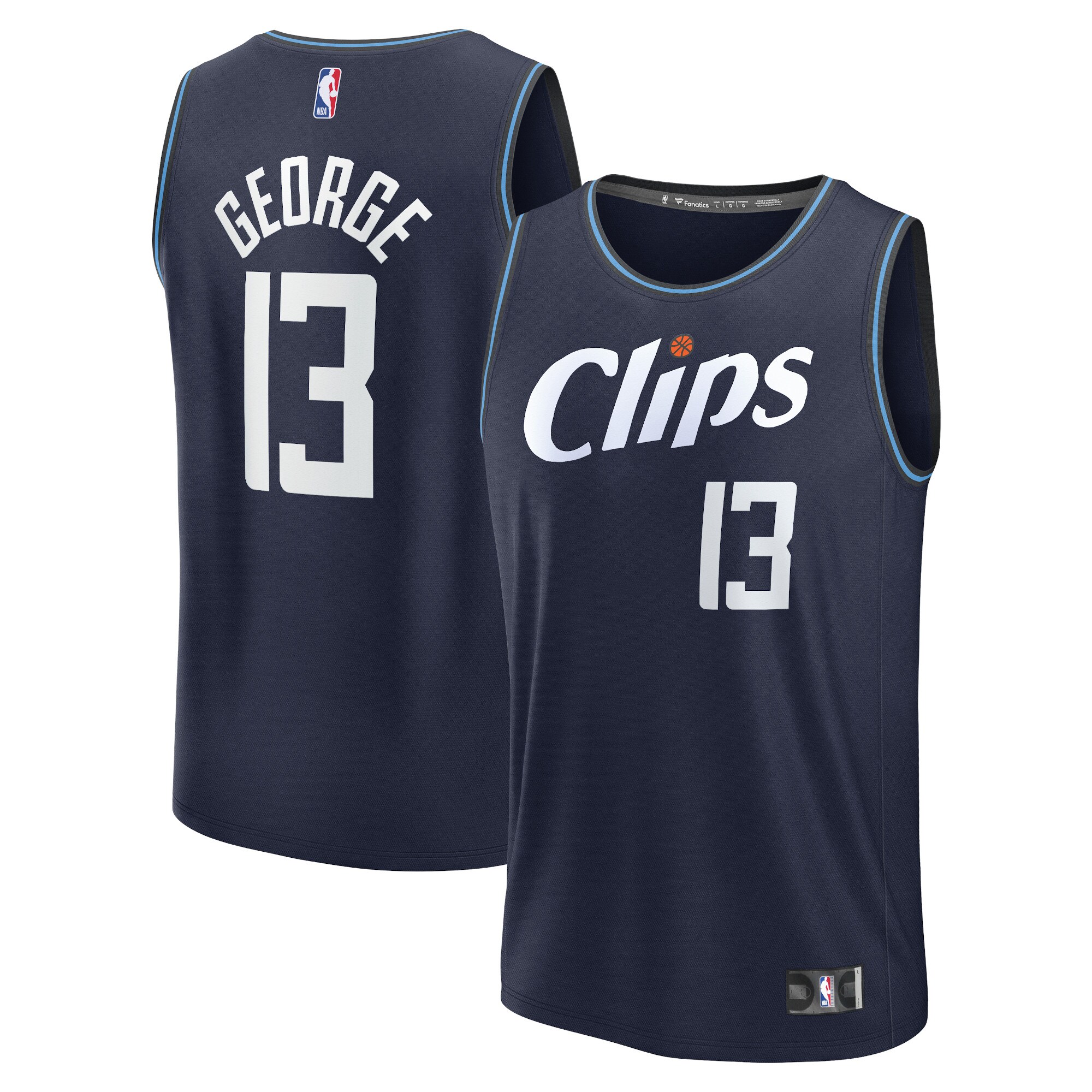 Paul George La Clippers Fanatics Fast Break Basketball Jersey - Navy - City Edition