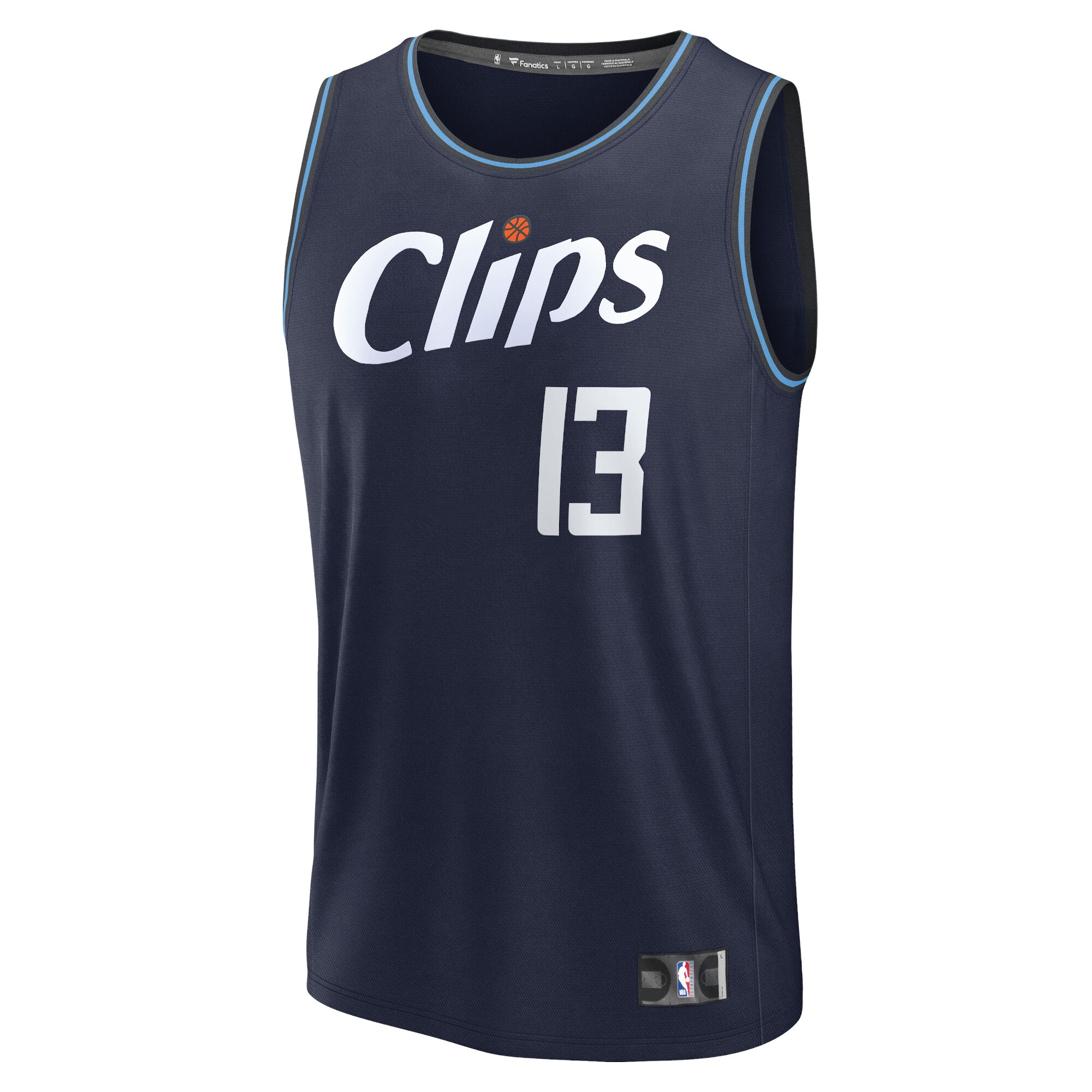 Alternative view of Paul George La Clippers Fanatics Fast Break Basketball Jersey - Navy - City Edition