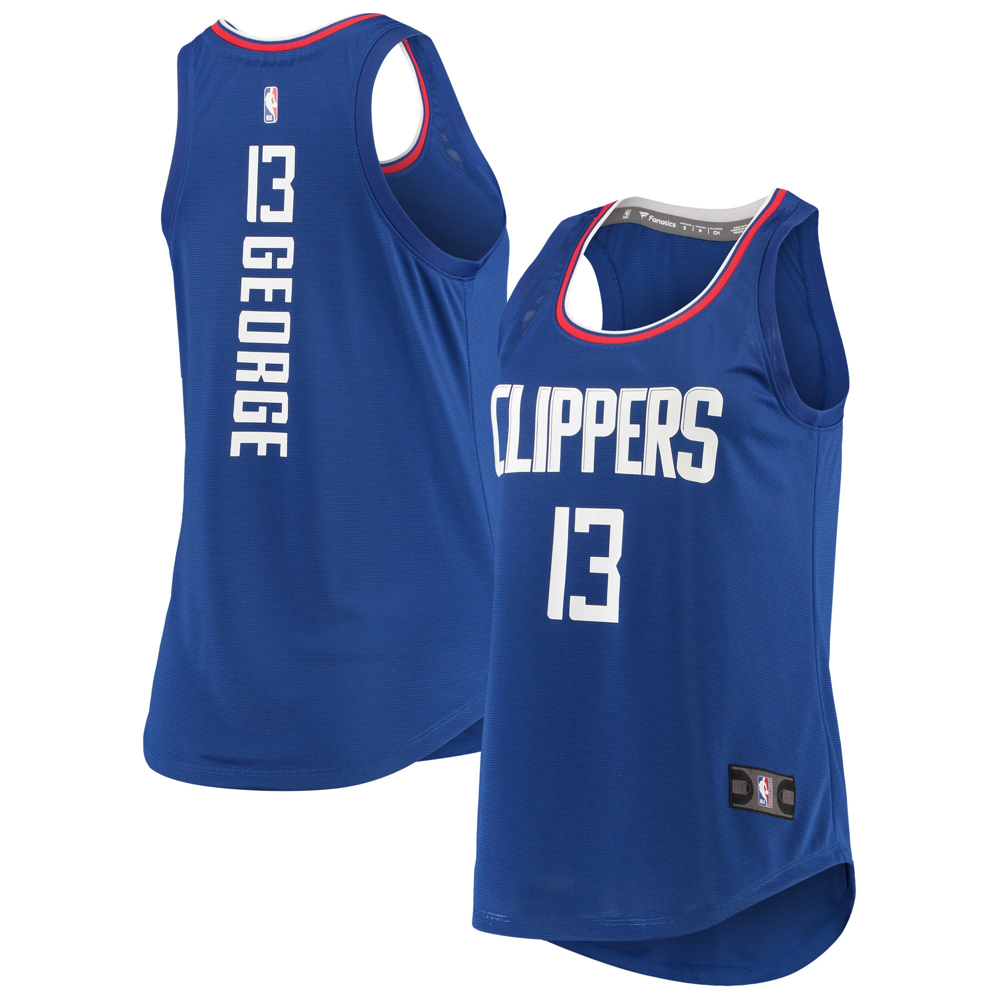Paul George La Clippers Fanatics Women's Fast Break Player Movement Basketball Jersey Tank Top - Royal