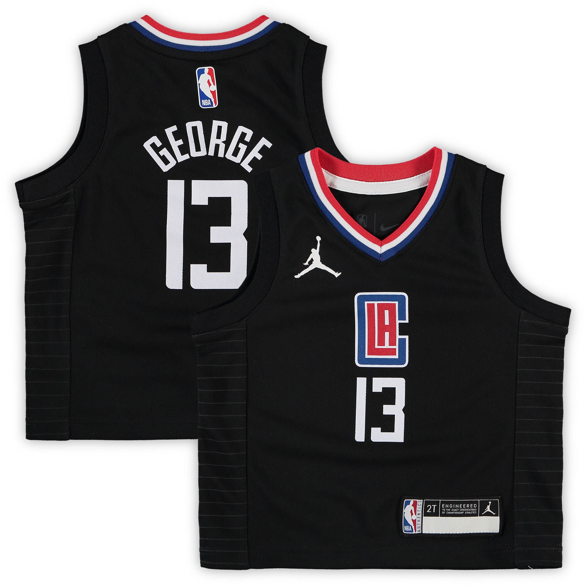 Paul George La Clippers Jordan Brand Toddler 2020/21 Basketball Jersey - Black - Statement Edition