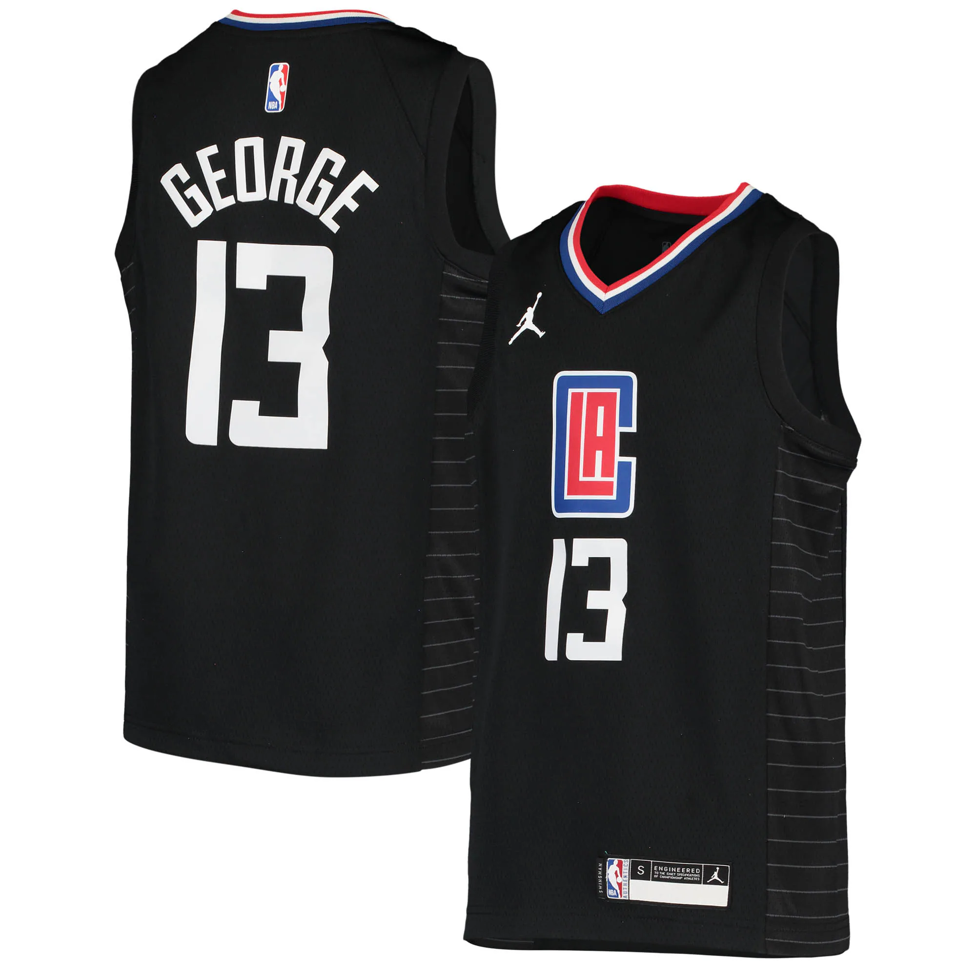 Paul George La Clippers Jordan Brand Youth 2020/21 Swingman Player Basketball Jersey – Black – Statement Edition
