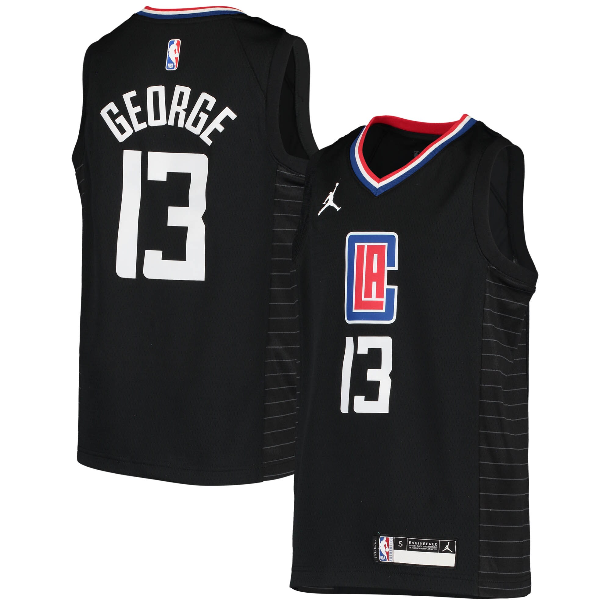 Alternative view of Paul George La Clippers Jordan Brand Youth 2020/21 Swingman Player Basketball Jersey – Black – Statement Edition