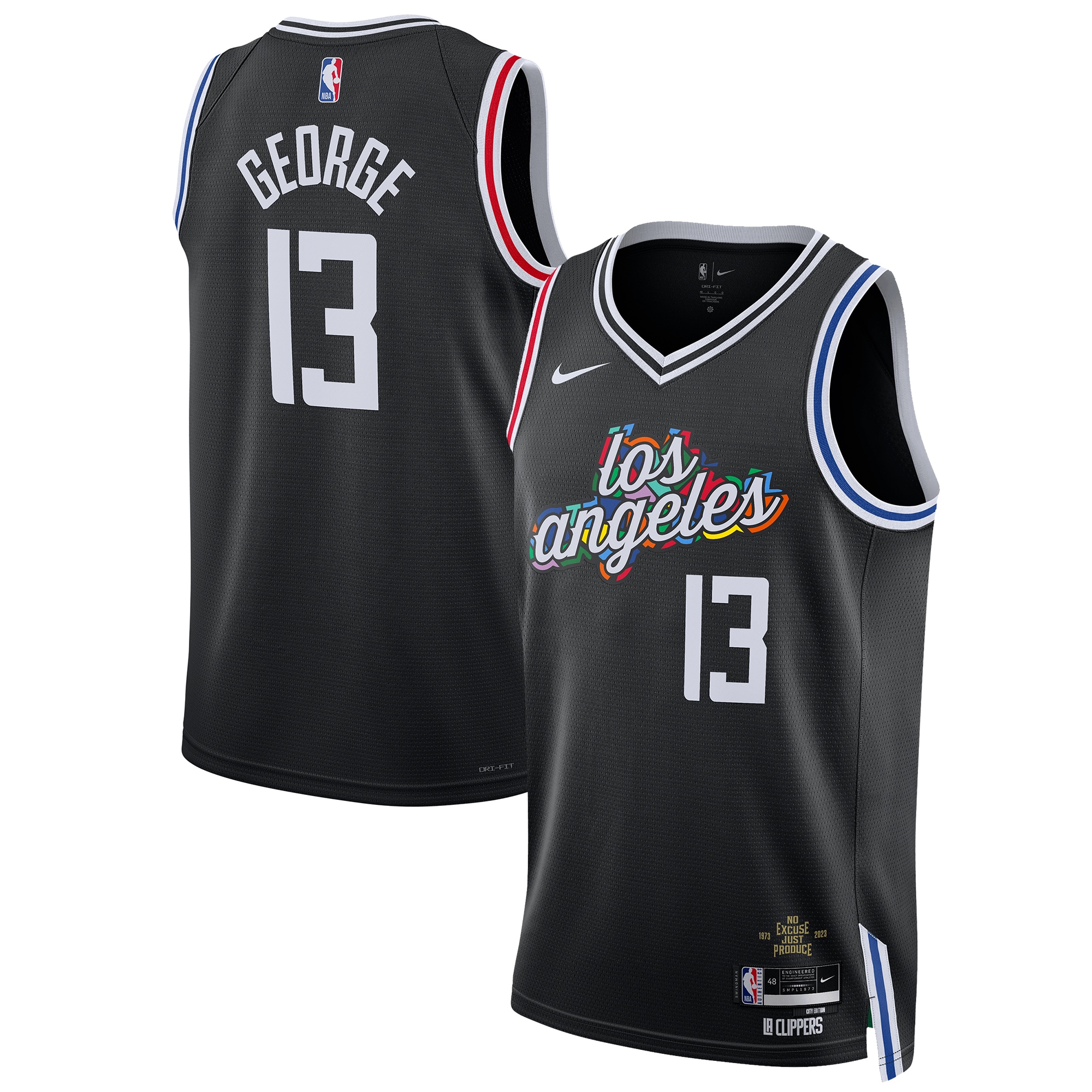 Paul George La Clippers Unisex 2022/23 Swingman Basketball Jersey - City Edition - Black