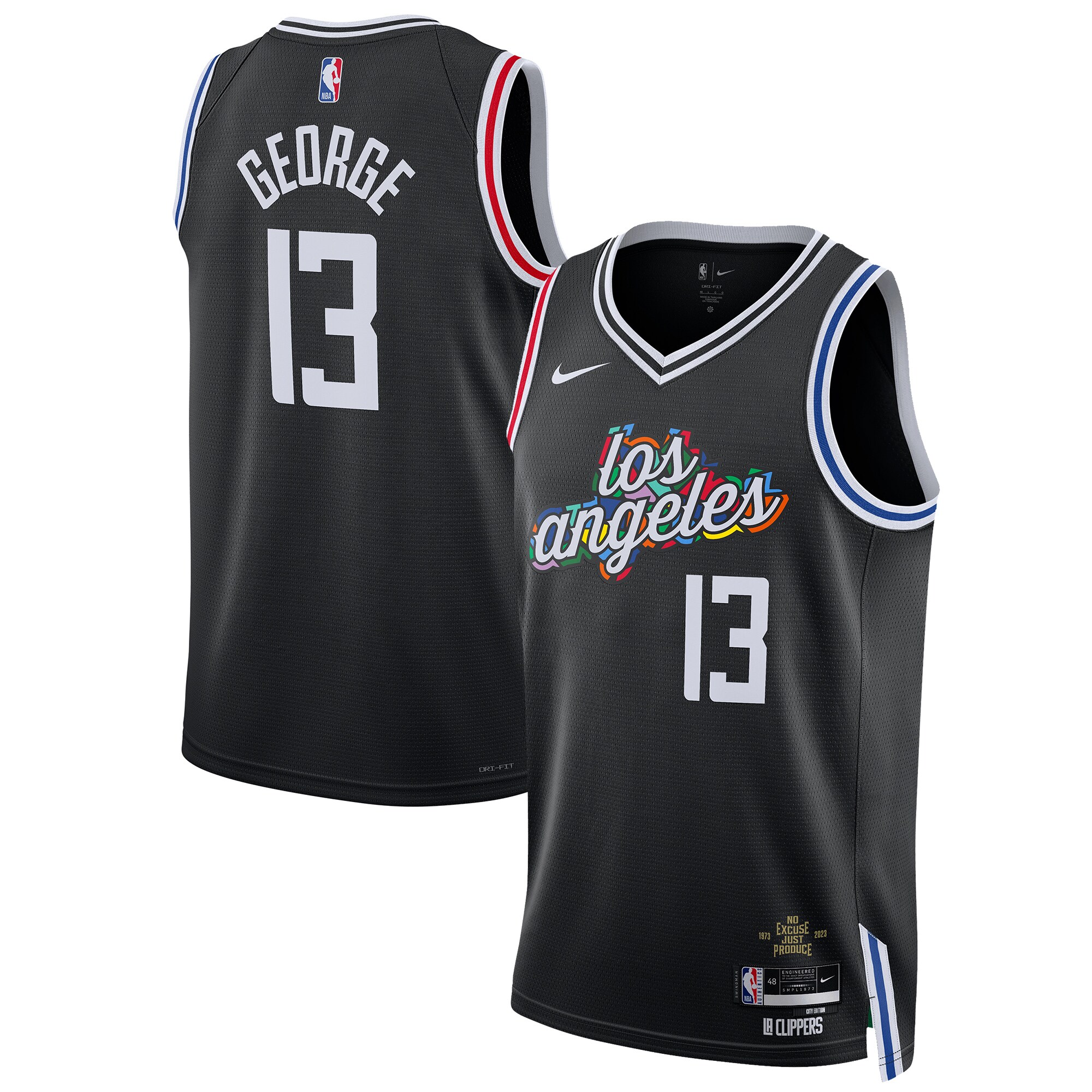 Alternative view of Paul George La Clippers Unisex 2022/23 Swingman Basketball Jersey - City Edition - Black