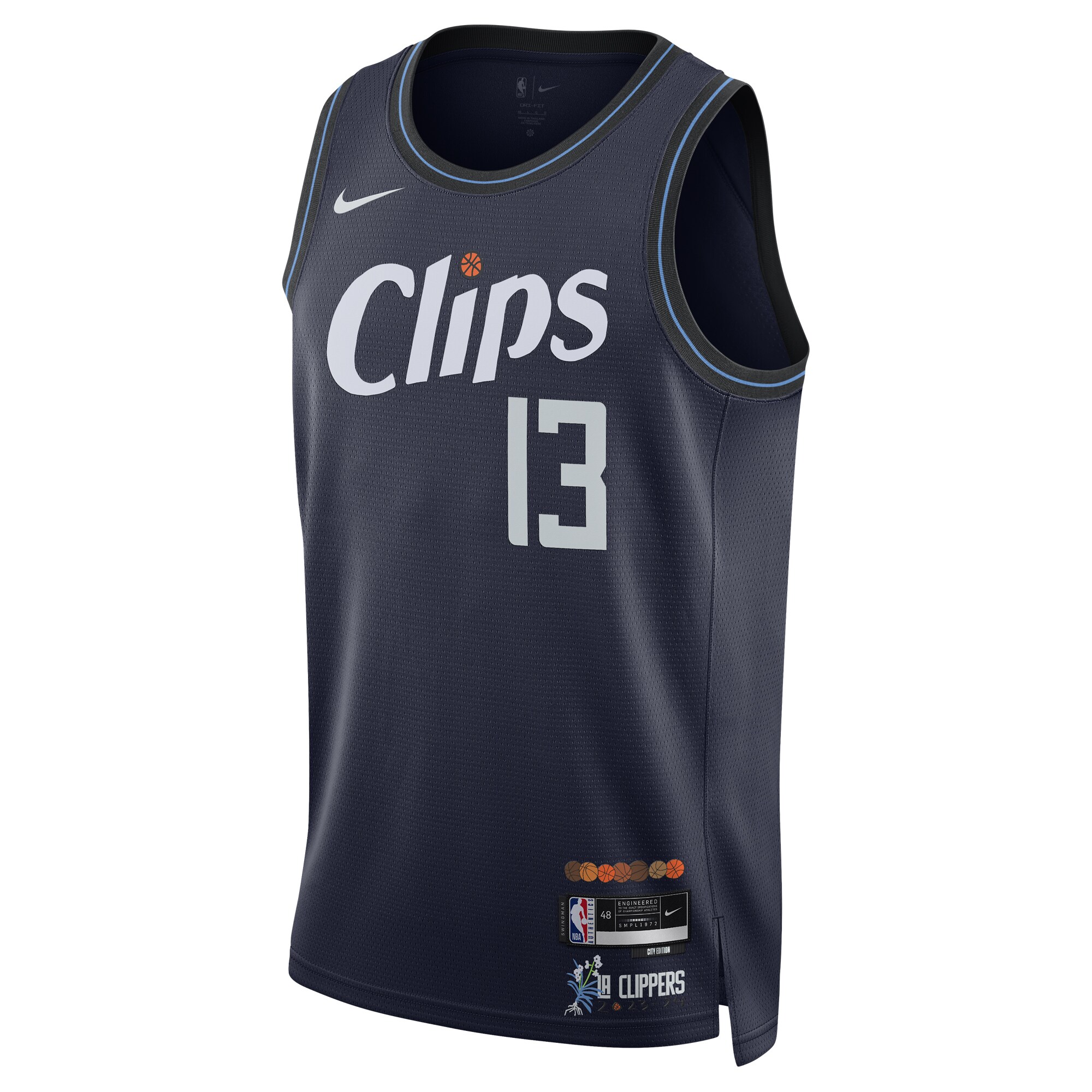 Alternative view of Paul George La Clippers Unisex 2023/24 Swingman Basketball Jersey - Navy - City Edition