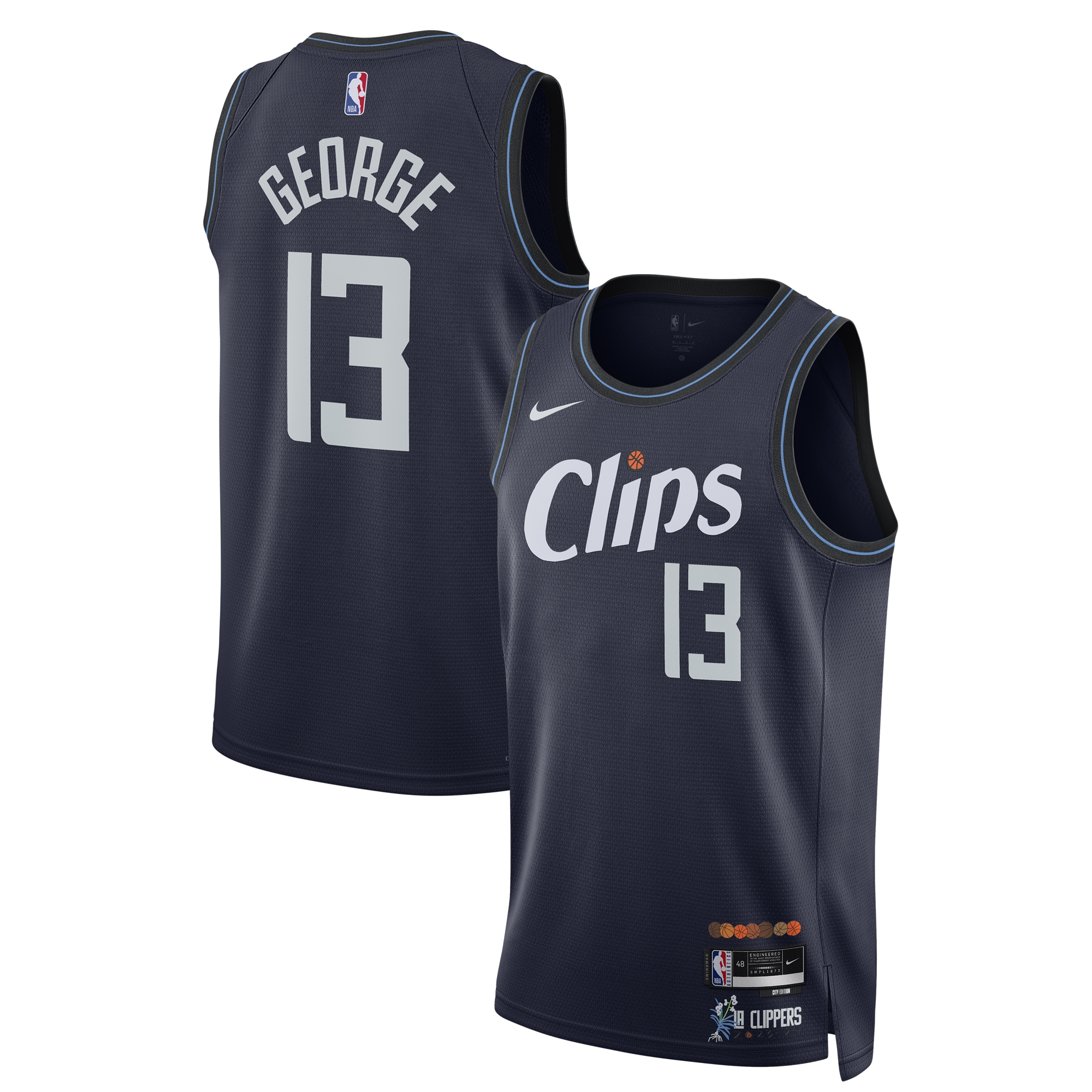 Paul George La Clippers Unisex 2023/24 Swingman Basketball Jersey - Navy - City Edition