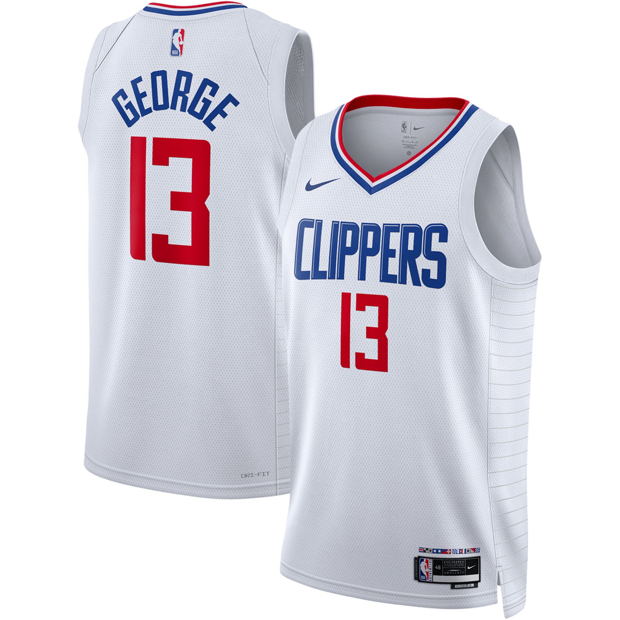 Alternative view of Paul George La Clippers Unisex Swingman Basketball Jersey - Association Edition - White