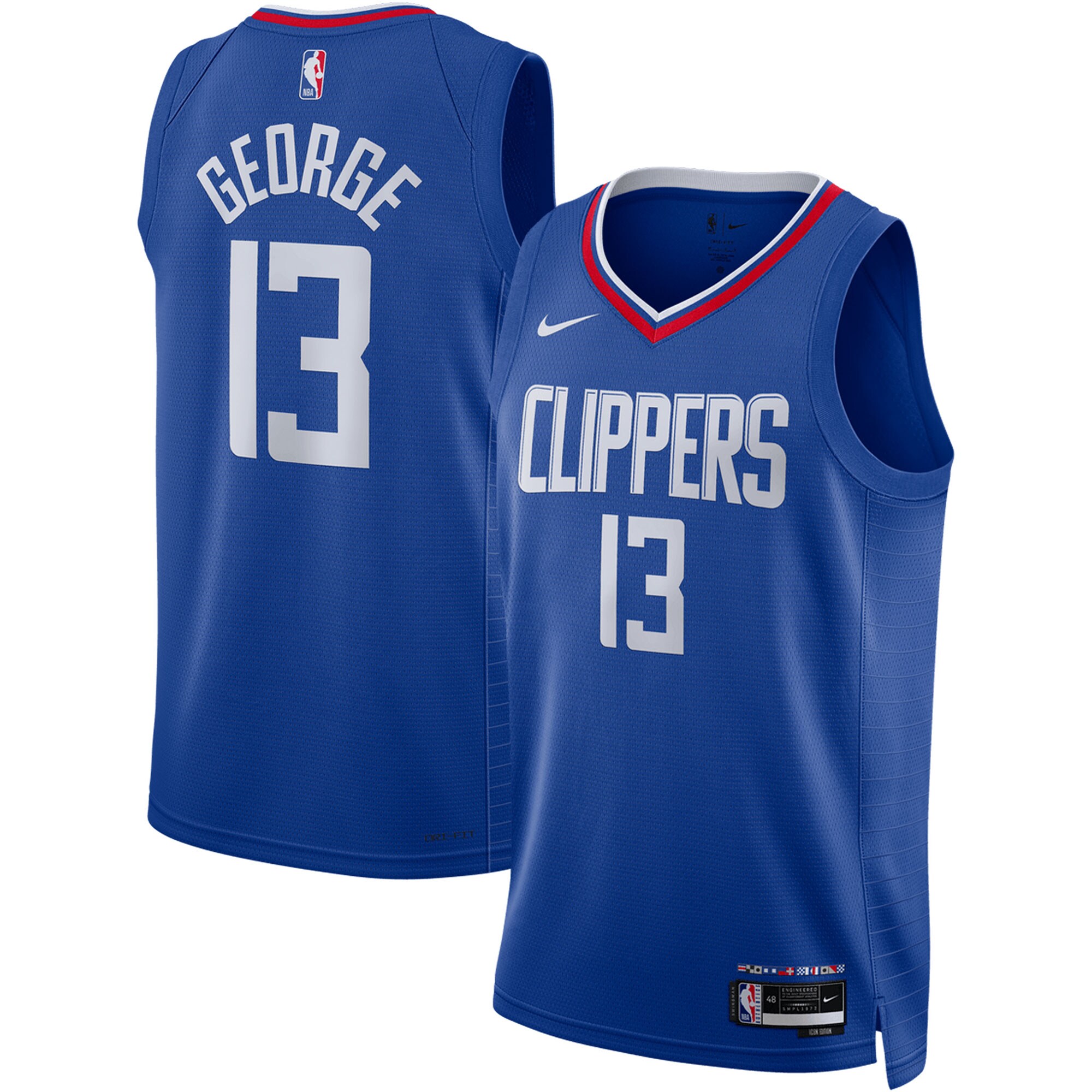 Alternative view of Paul George La Clippers Unisex Swingman Basketball Jersey – Icon Edition – Royal