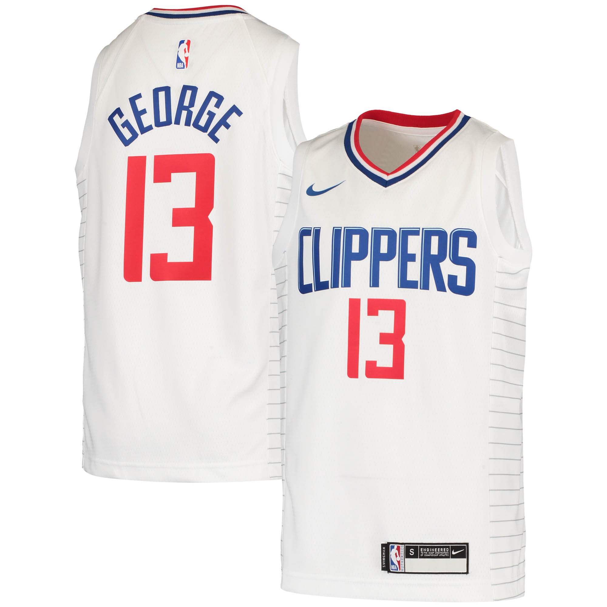 Alternative view of Paul George La Clippers Youth 2020/21 Swingman Basketball Jersey – Association Edition – White