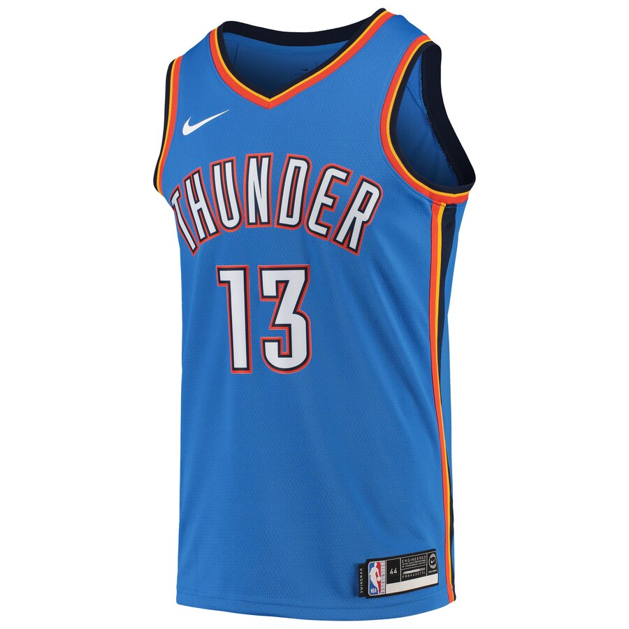 Alternative view of Paul George Oklahoma City Thunder 2019/2020 Swingman Basketball Jersey - Icon Edition - Blue