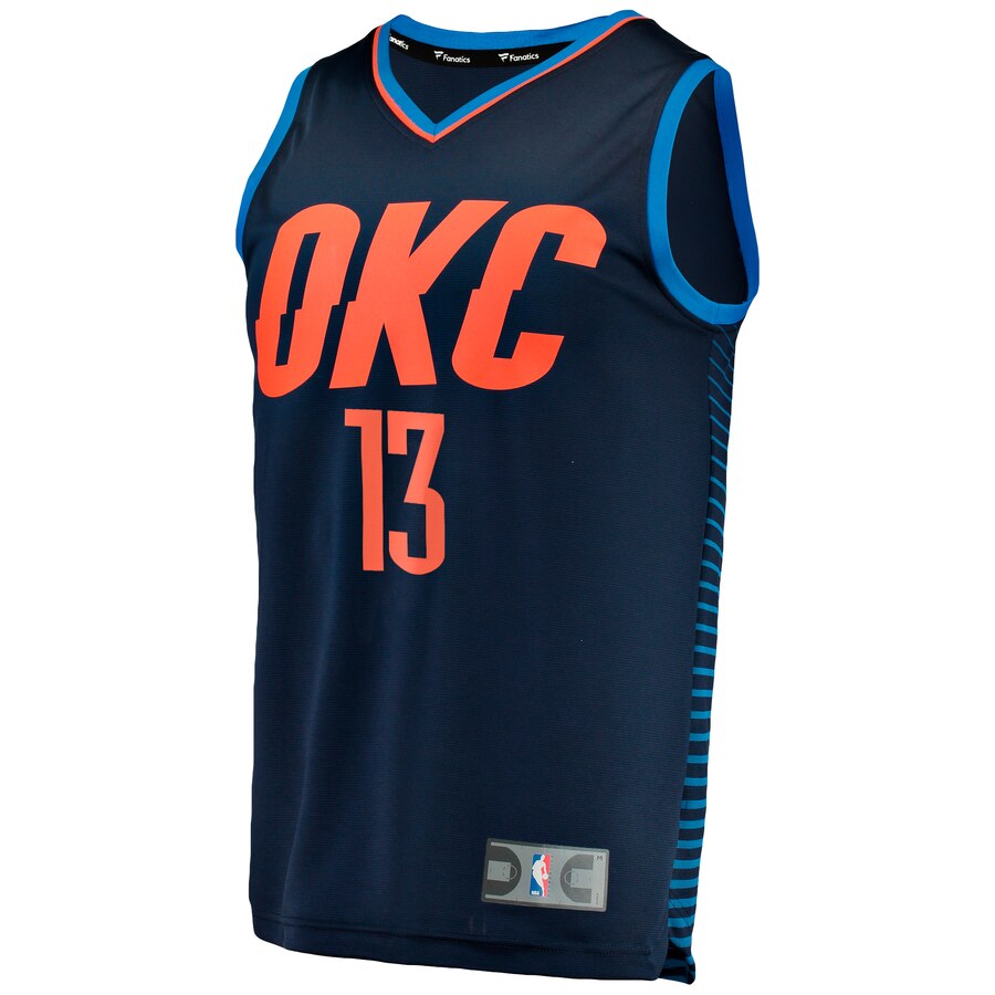 Alternative view of Paul George Oklahoma City Thunder Fanatics Branded Fast Break Replica Player Basketball Jersey - Statement Edition - Navy