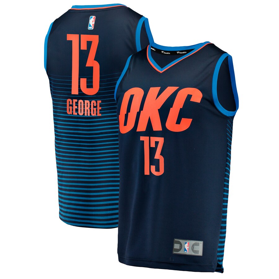 Paul George Oklahoma City Thunder Fanatics Branded Fast Break Replica Player Basketball Jersey - Statement Edition - Navy