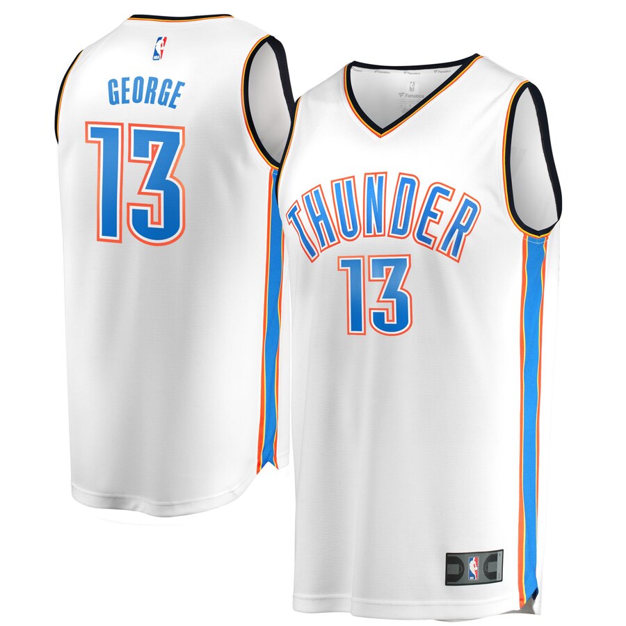 Paul George Oklahoma City Thunder Fanatics Branded Youth Fast Break Team Replica Player Basketball Jersey - Association Edition - White