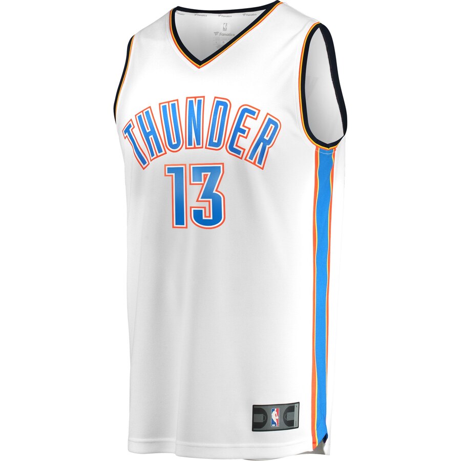 Alternative view of Paul George Oklahoma City Thunder Fanatics Branded Youth Fast Break Team Replica Player Basketball Jersey - Association Edition - White
