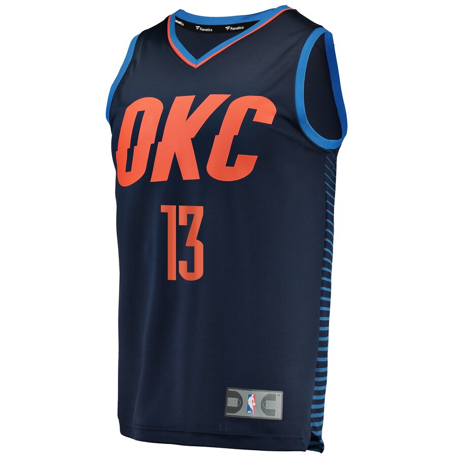 Alternative view of Paul George Oklahoma City Thunder Fanatics Branded Youth Fast Break Team Replica Player Basketball Jersey - Statement Edition - Navy