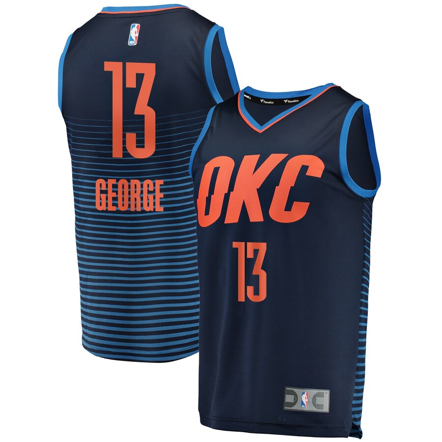 Paul George Oklahoma City Thunder Fanatics Branded Youth Fast Break Team Replica Player Basketball Jersey - Statement Edition - Navy
