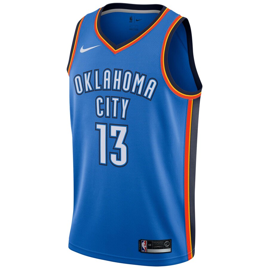 Alternative view of Paul George Oklahoma City Thunder Swingman Basketball Jersey - Icon Edition - Blue