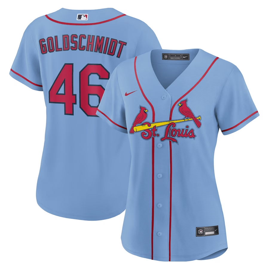 Paul Goldschmidt 46 St. Louis Cardinals Women Alternate Baseball Jersey - Light Blue 