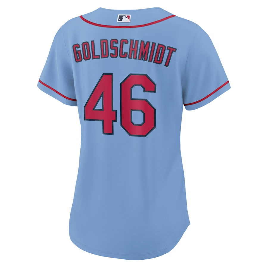 Alternative view of Paul Goldschmidt 46 St. Louis Cardinals Women Alternate Baseball Jersey - Light Blue 