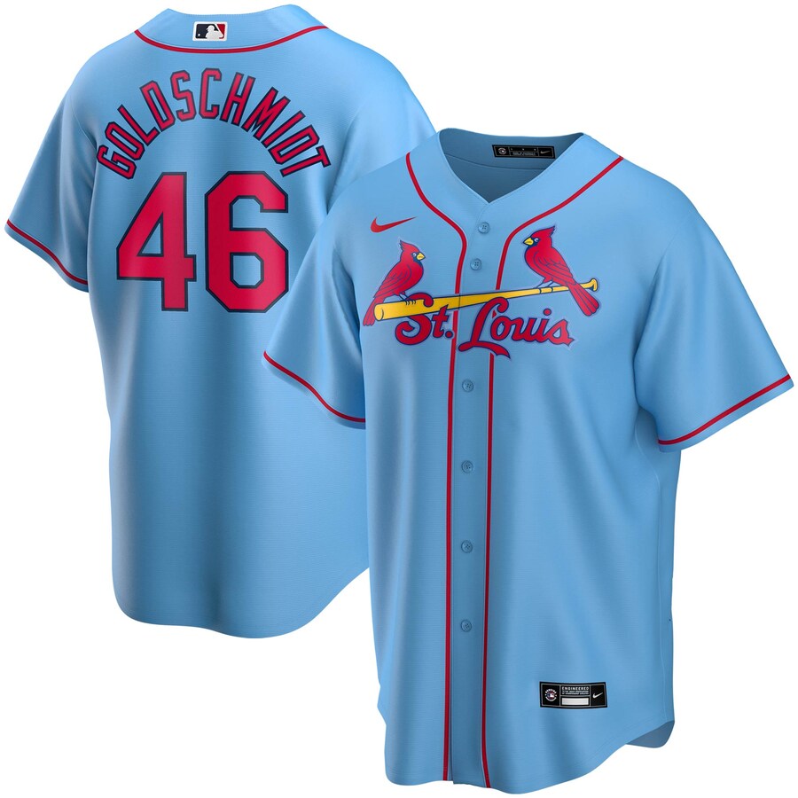 Paul Goldschmidt St. Louis Cardinals Women's Alternate 2020 Replica Player Baseball Jersey ÃƒÂ¢Ã¢â€šÂ¬Ã¢â‚¬Å“ Light Blue