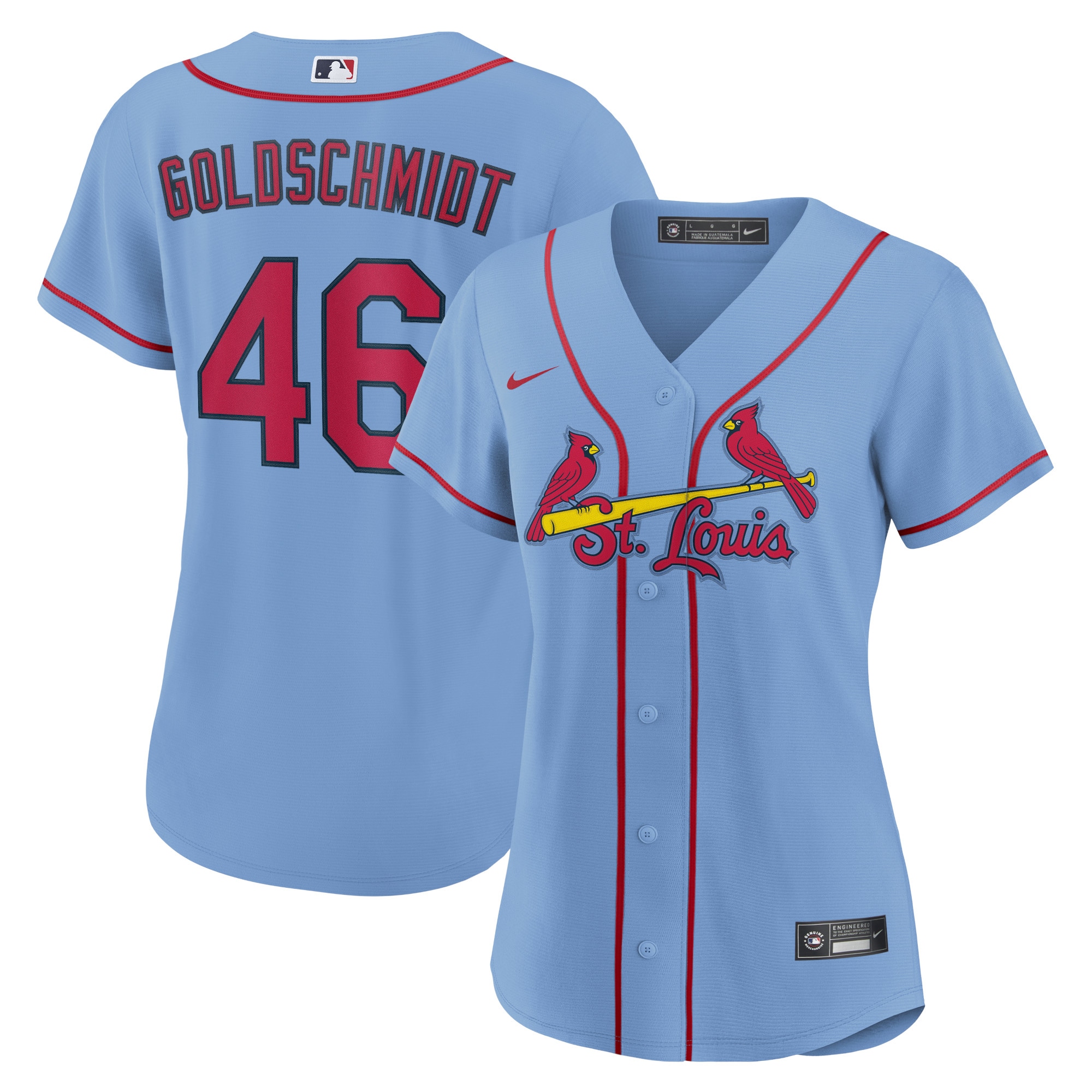 Paul Goldschmidt St. Louis Cardinals Women’s Alternate Replica Player Baseball Jersey – Light Blue