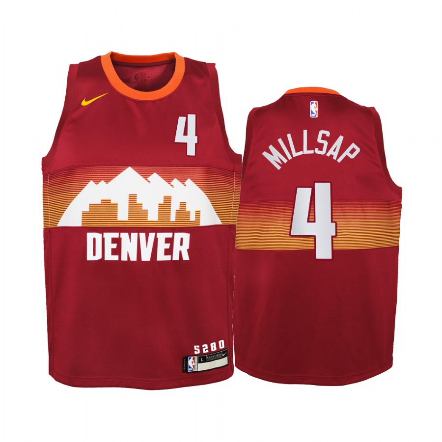 Paul Millsap Denver Nuggets 2020-21 City Red Youth Basketball Jersey - New Uniform
