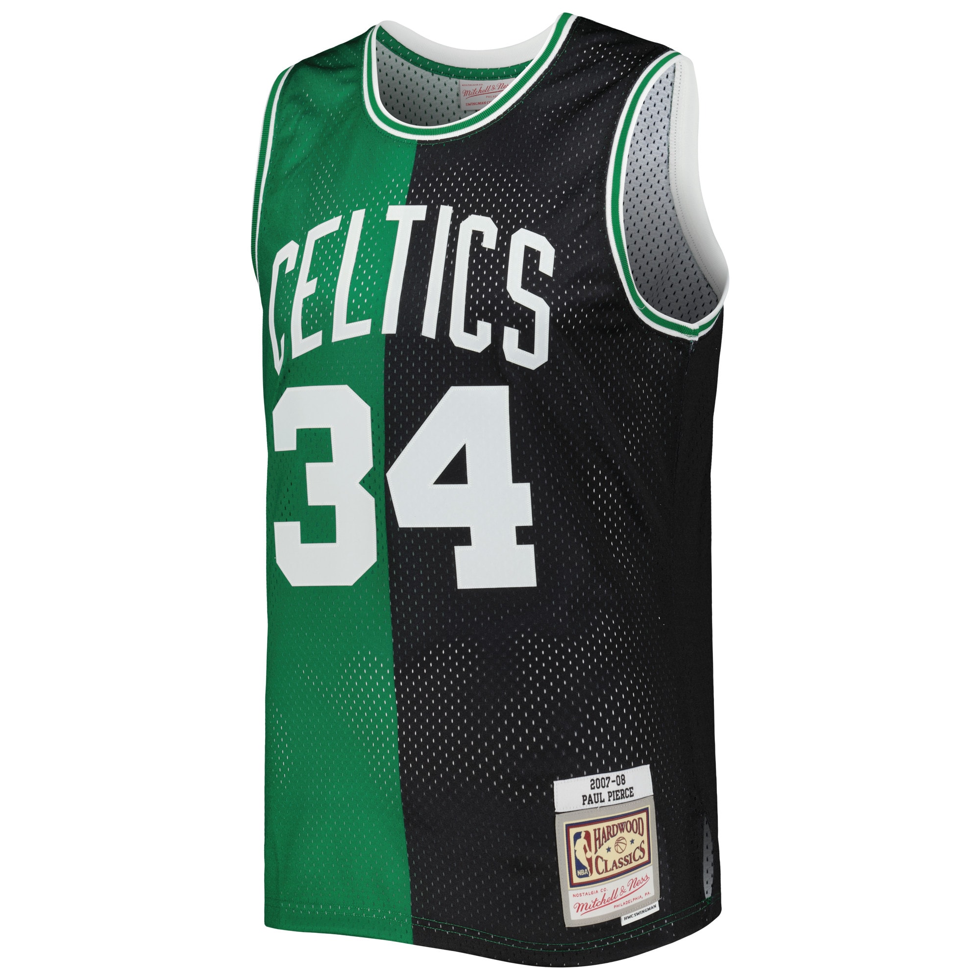 Alternative view of Paul Pierce Boston Celtics Mitchell & Ness Hardwood Classics 2007/08 Split Swingman Basketball Jersey - Black/kelly Green