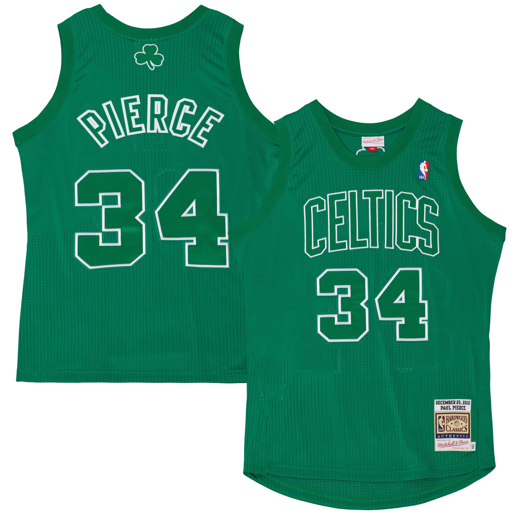 Alternative view of Paul Pierce Boston Celtics Mitchell & Ness 2012 Authentic Player Basketball Jersey - Kelly Green