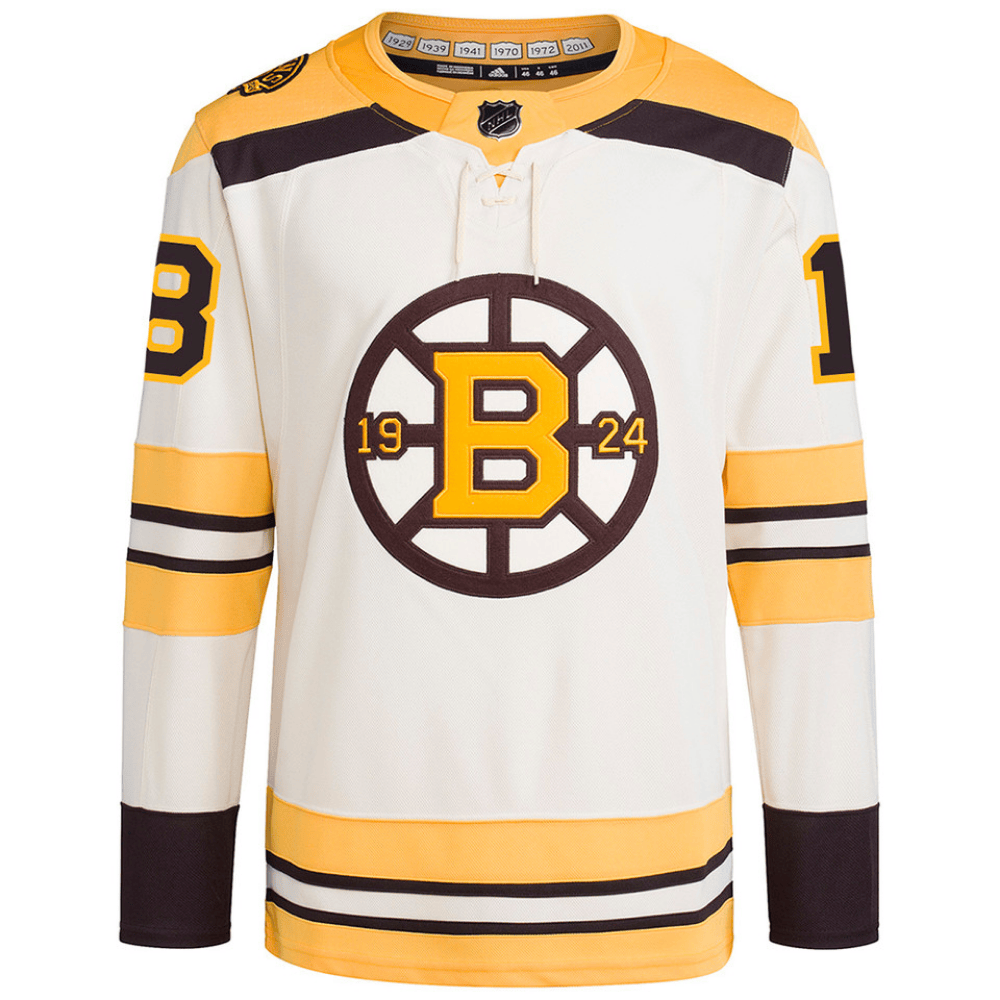 Alternative view of Pavel Zacha 18 Boston Bruins 100th Anniversary Primegreen Third Men Hockey Jersey - Cream - JS254 