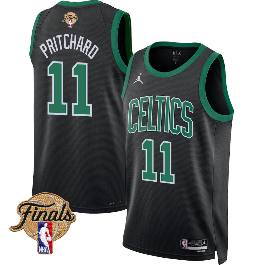Payton Pritchard 11 Boston Celtics 2024 FINALS PATCH Swingman Basketball Jersey - Statement Edition - Black - JS601