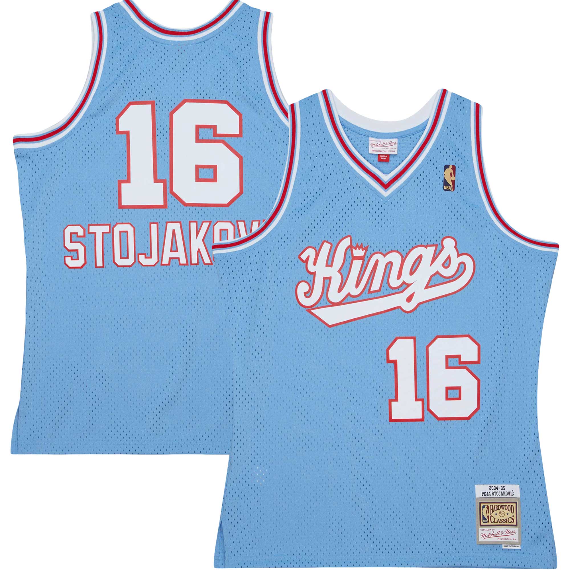 Alternative view of Peja Stojakovic Sacramento Kings Mitchell & Ness 2001/02 Hardwood Classics Swingman Basketball Jersey - Light Blue