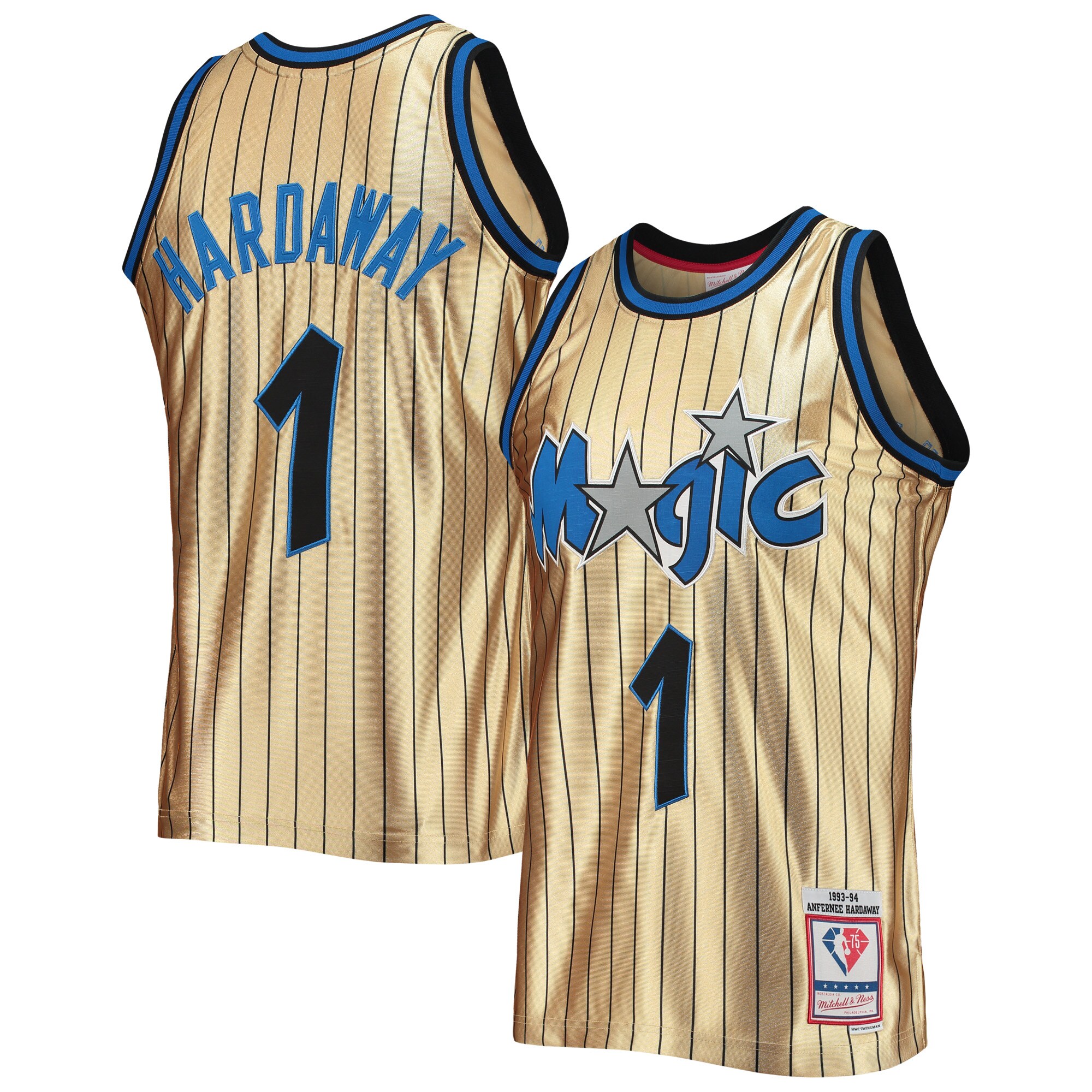 Penny Hardaway Orlando Magic Mitchell & Ness 75th Anniversary 1993/94 Hardwood Classics Swingman Basketball Jersey - Gold