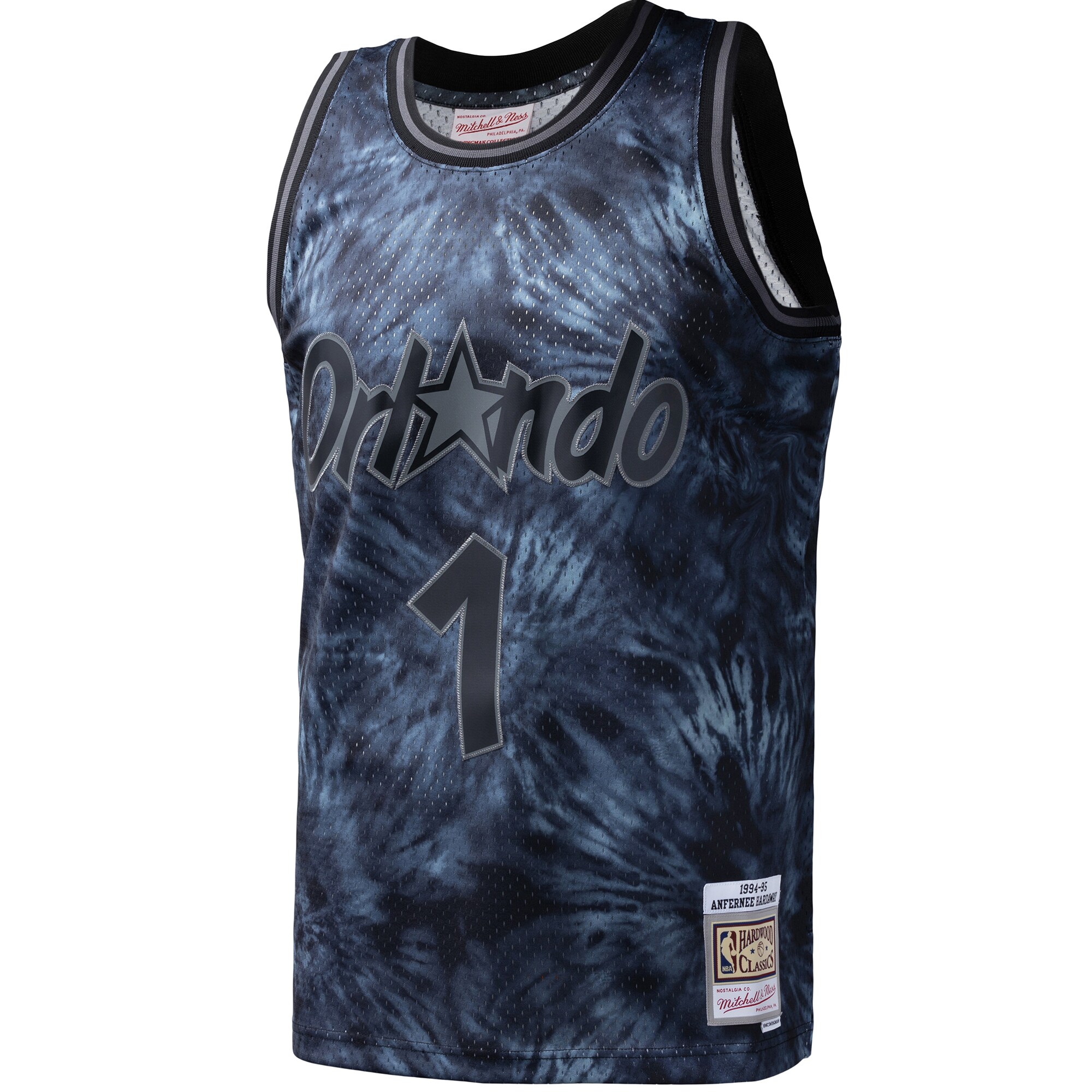 Alternative view of Penny Hardaway Orlando Magic Mitchell & Ness Hardwood Classics 1984/85 Tie-dye Swingman Basketball Jersey - Black