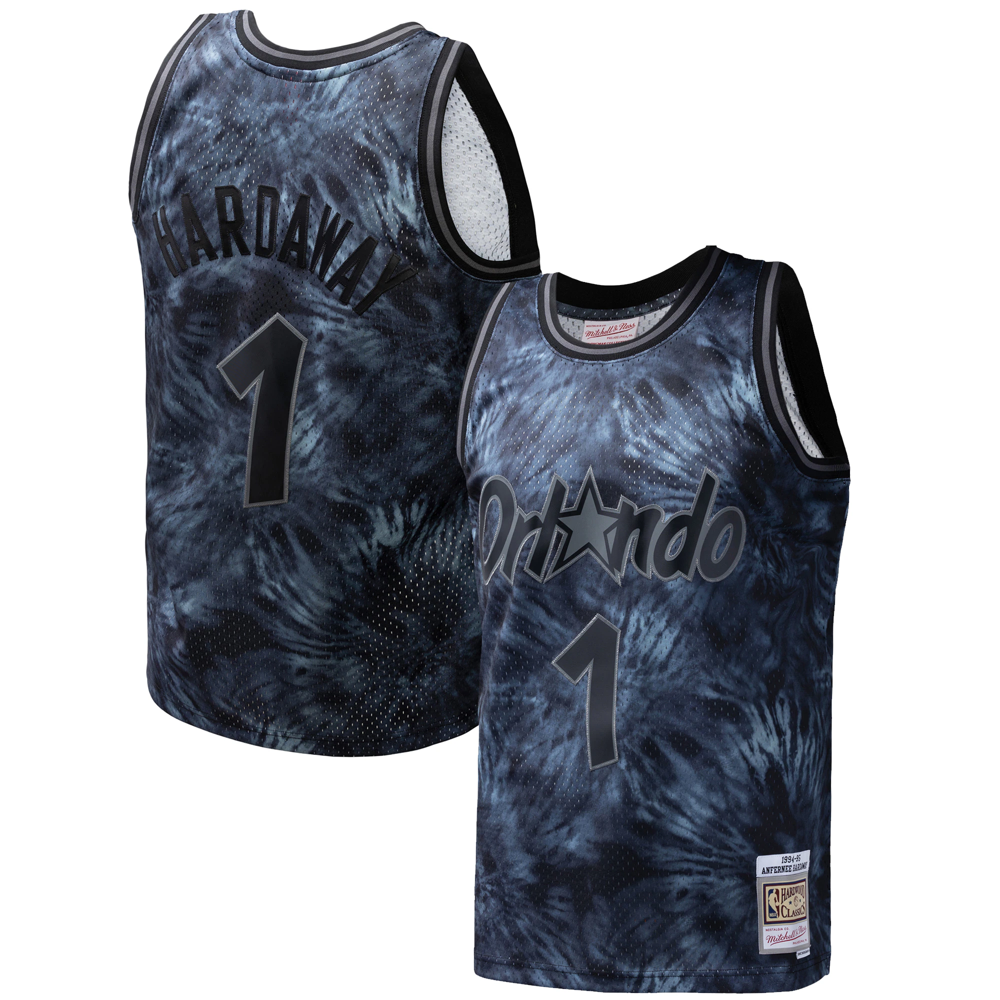 Alternative view of Penny Hardaway Orlando Magic Mitchell & Ness Hardwood Classics 1984/85 Tie-dye Swingman Basketball Jersey – Black – Jsfangear Basketball Jersey Store