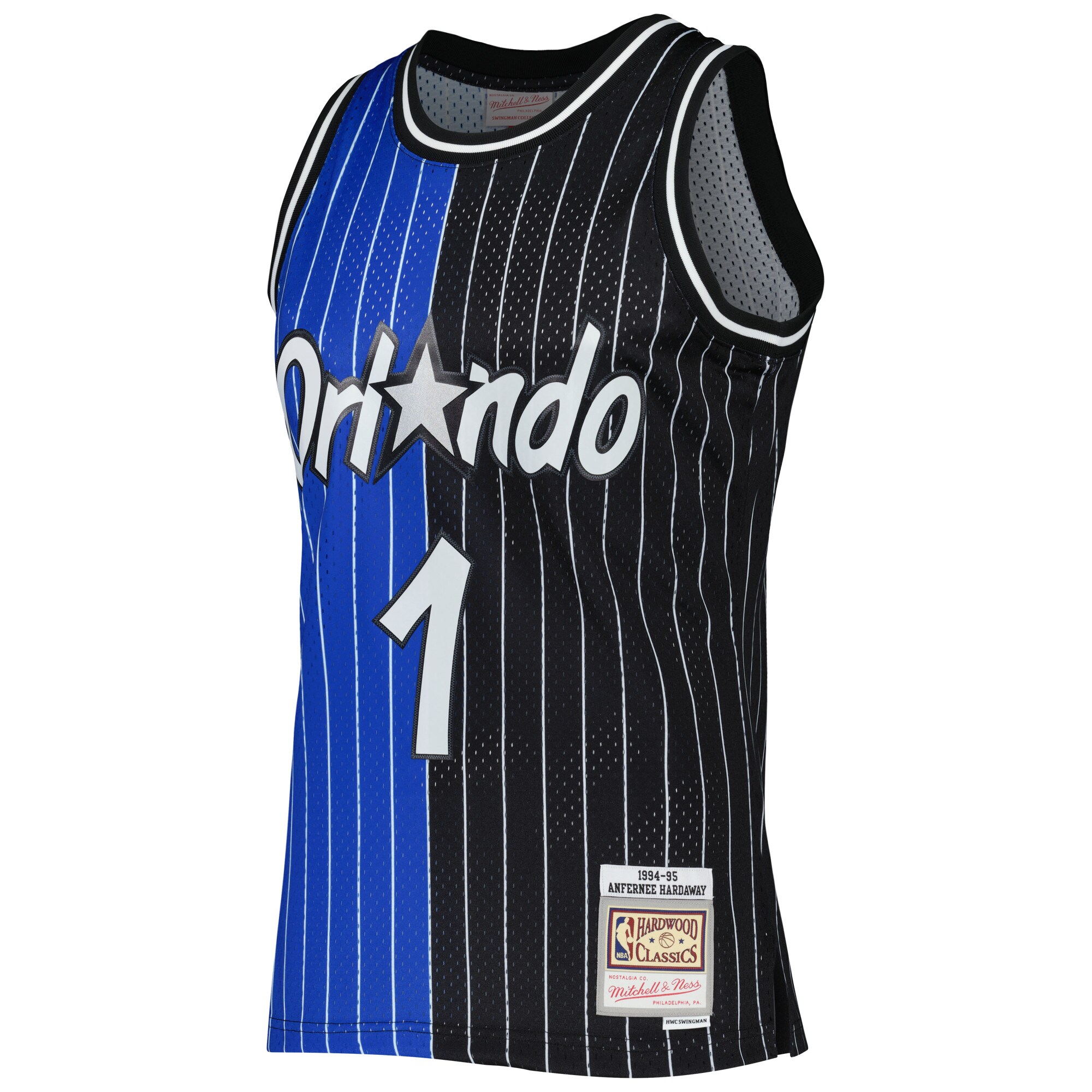 Alternative view of Penny Hardaway Orlando Magic Mitchell & Ness Hardwood Classics 1994/95 Split Swingman Basketball Jersey - Blue/black