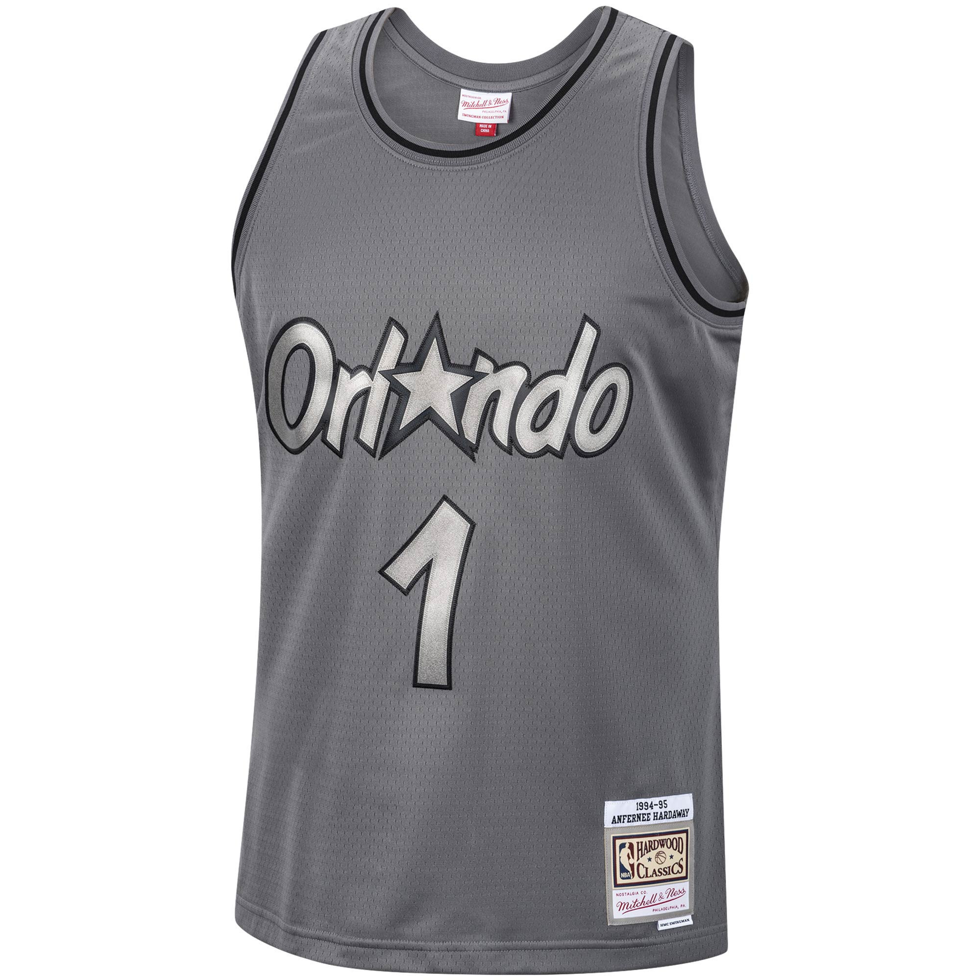 Alternative view of Penny Hardaway Orlando Magic Mitchell & Ness Hardwood Classics Retired Player 1994/95 Metal Works Swingman Basketball Jersey – Charcoal - JS716 
