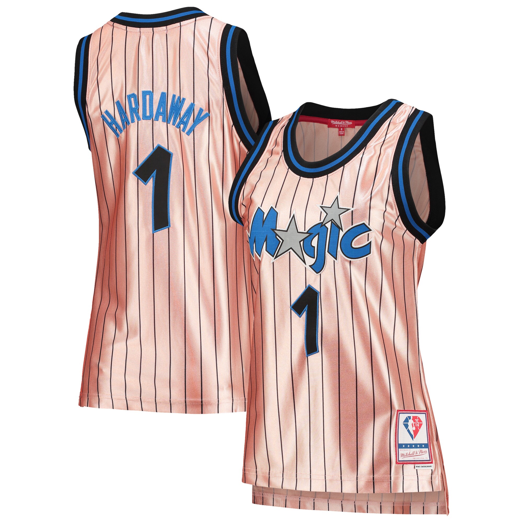 Alternative view of Penny Hardaway Orlando Magic Mitchell & Ness Women's 75th Anniversary Rose Gold 1993 Swingman Basketball Jersey - Pink