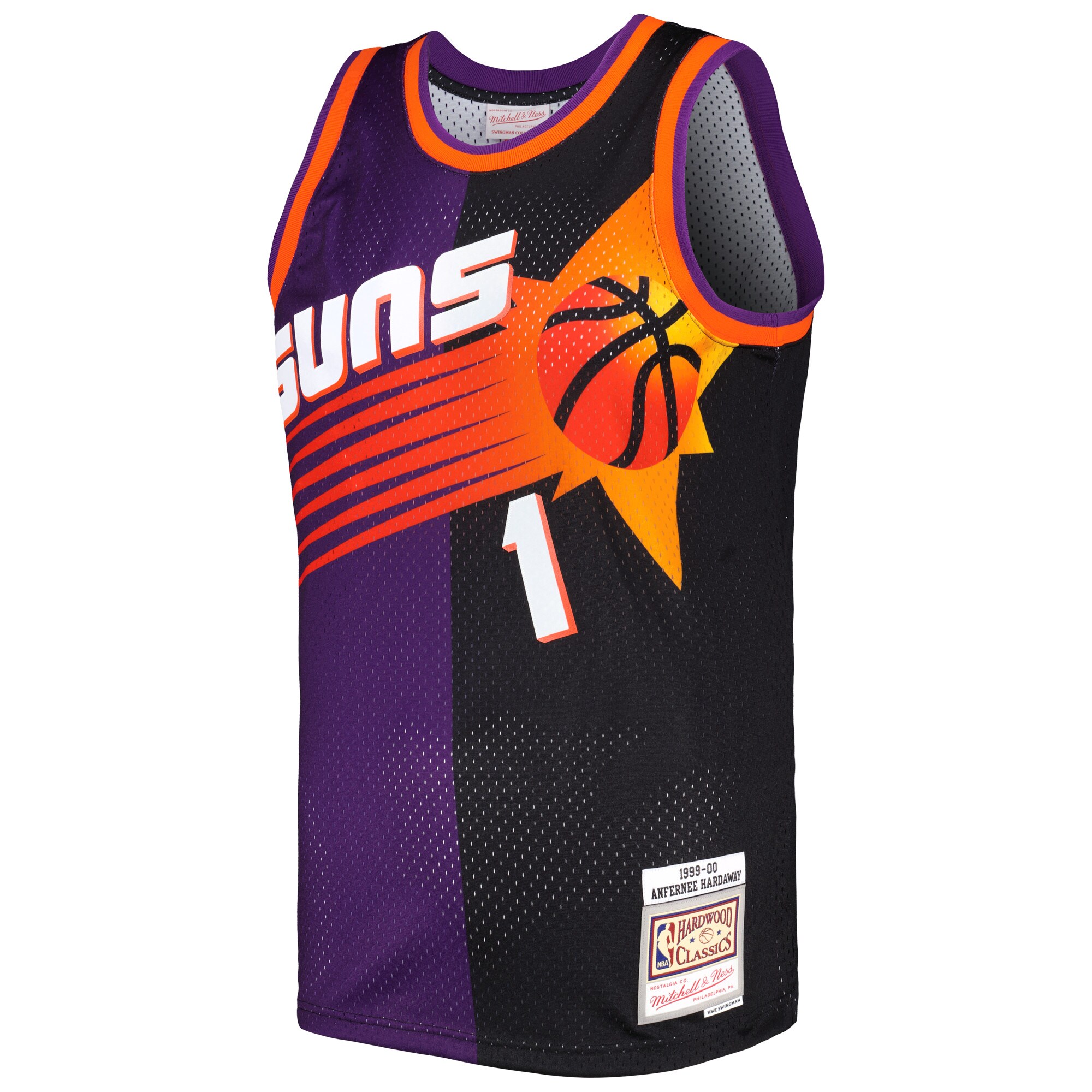 Alternative view of Penny Hardaway Phoenix Suns Mitchell & Ness Hardwood Classics 1999/00 Split Swingman Basketball Jersey - Purple/black